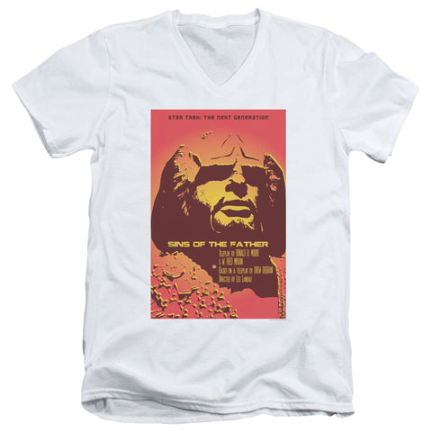 Star Trek/tng Season 3 Episode 17-s/s Adult V-neck 30/1-white