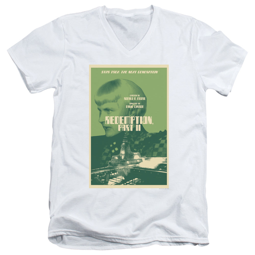 Star Trek/tng Season 5 Episode 1-s/s Adult V-neck 30/1-white