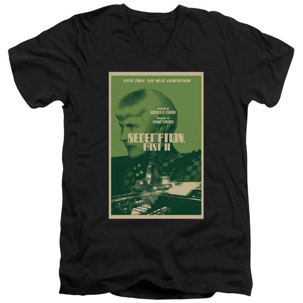 Star Trek/tng Season 5 Episode 1-s/s Adult V-neck 30/1-black