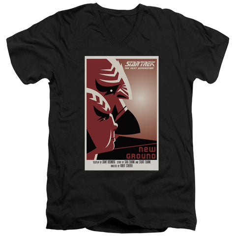 Star Trek/tng Season 5 Episode 10-s/s Adult V-neck 30/1-black