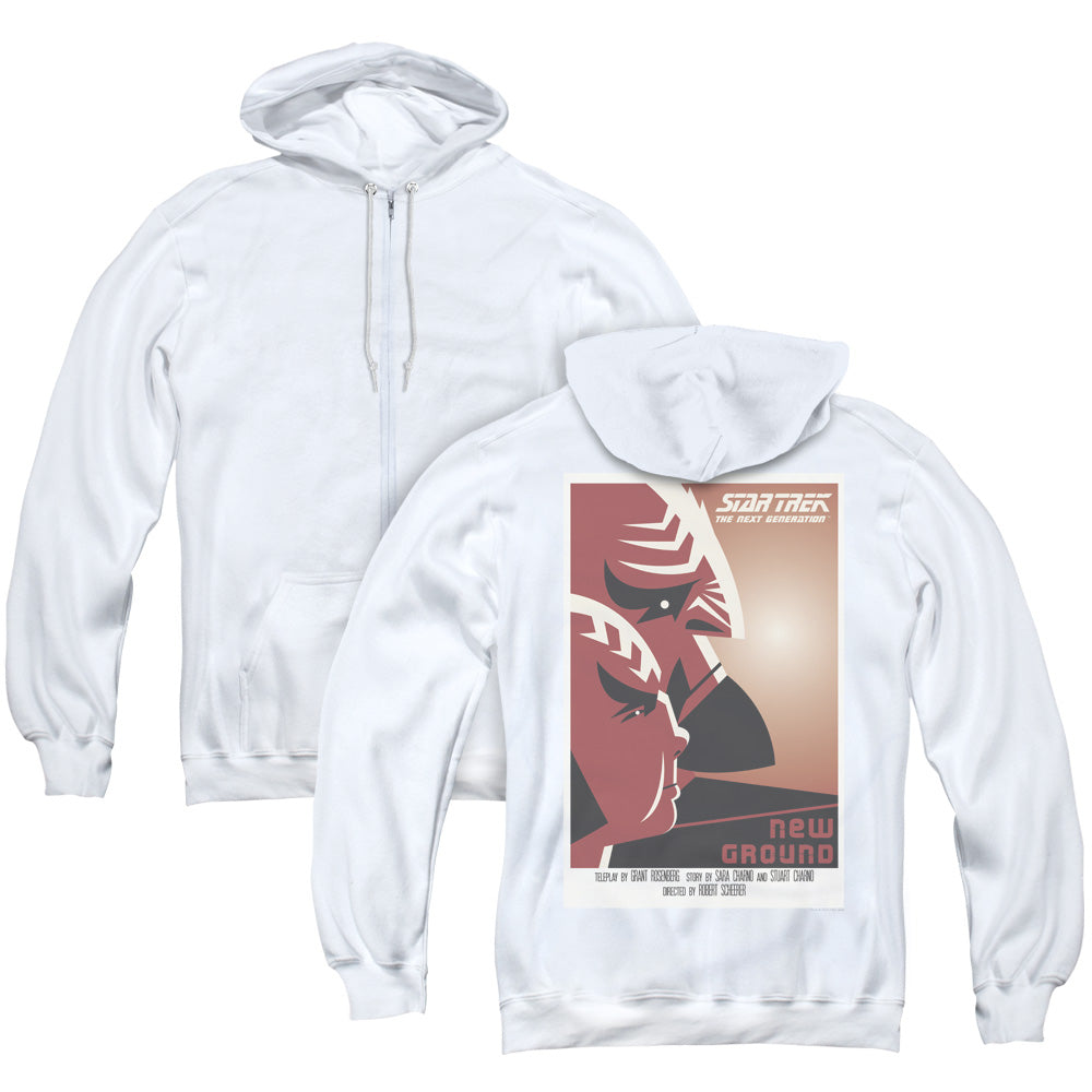 Star Trek/tng Season 5 Episode 10 (back Print) - Adult Zipper Hoodie-white