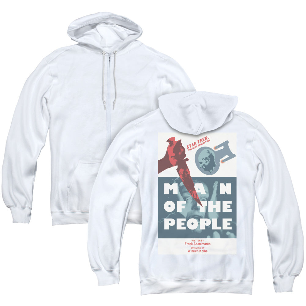 Star Trek/tng Season 6 Episode 3 (back Print) - Adult Zipper Hoodie-white