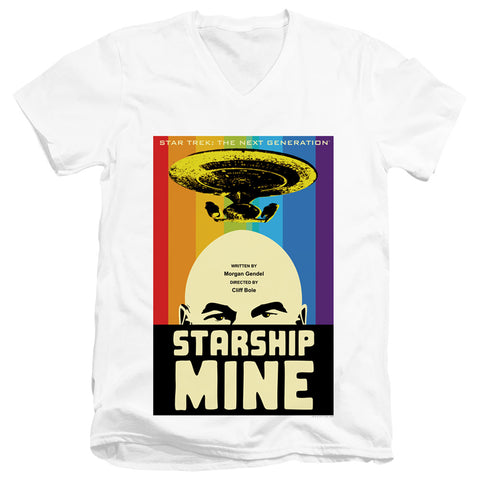 Star Trek/tng Season 6 Episode 18-s/s Adult V-neck 30/1-white