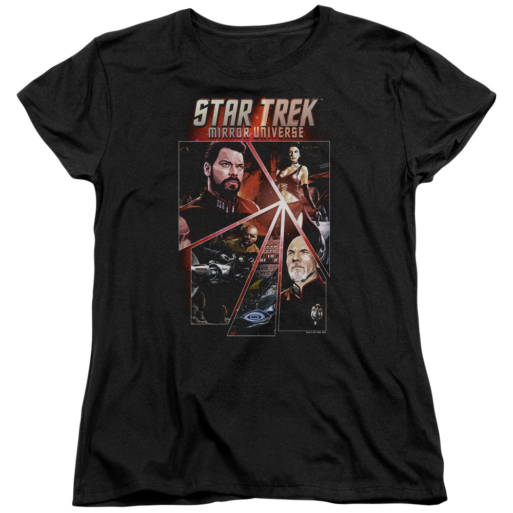Star Trek/panels-s/s Womens Tee-black