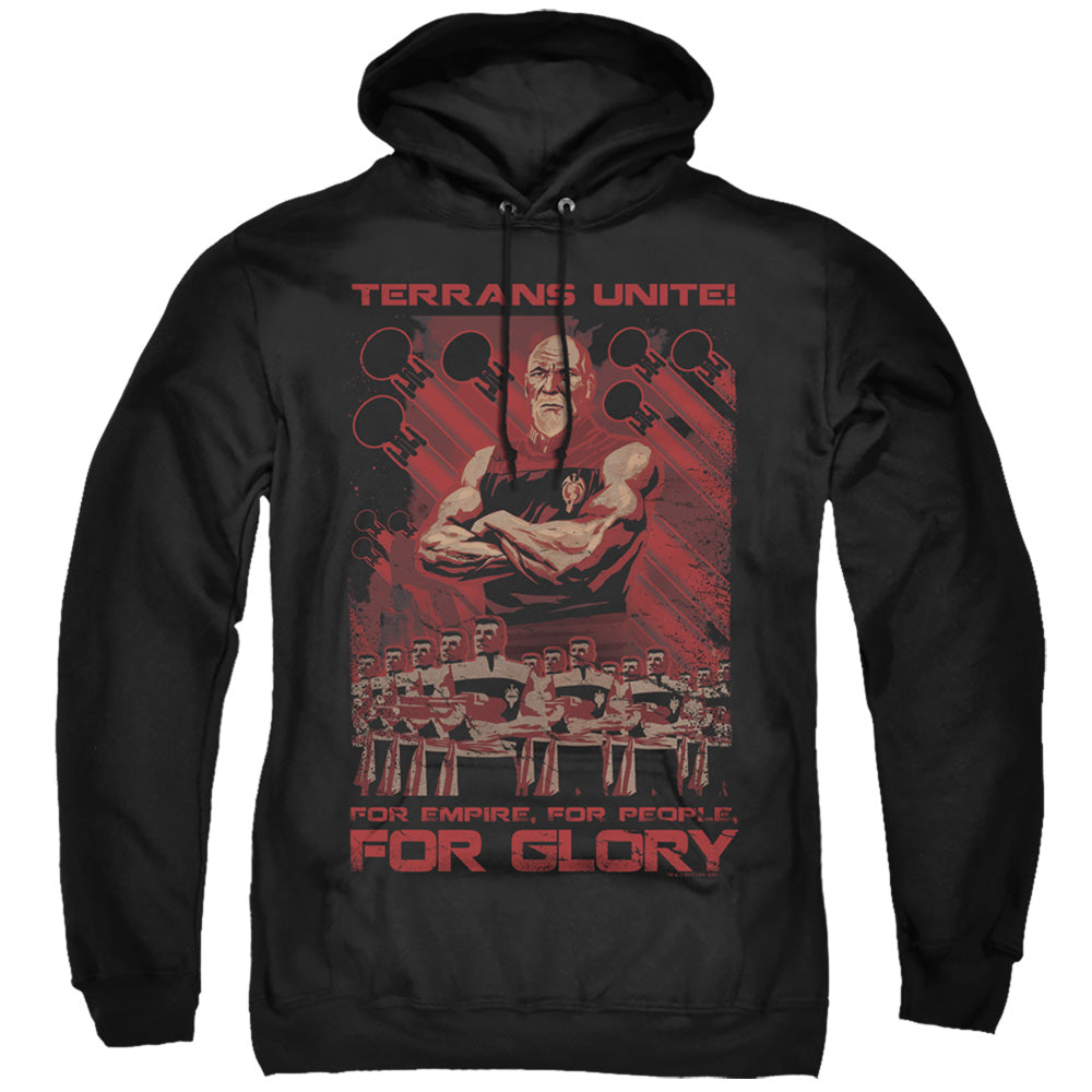 Star Trek/terrans Unite-adult Pull-over Hoodie-black