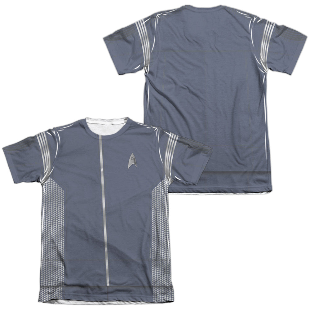 Star Trek Discovery/science Uniform (front/back Print)-adult Poly/cotton S/s Tee-white