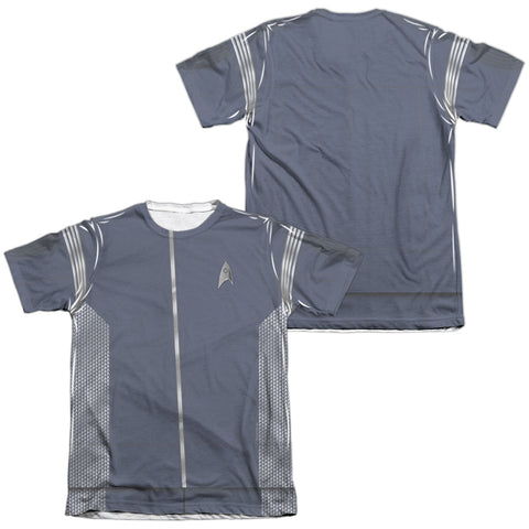 Star Trek Discovery/science Uniform (front/back Print)-adult Poly/cotton S/s Tee-white