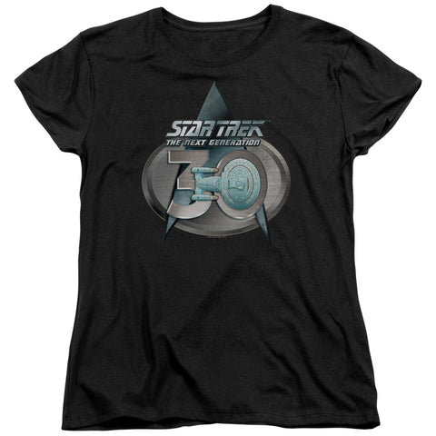 Star Trek/tng 30 Logo-s/s Womens Tee-black