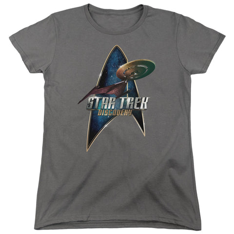 Star Trek Discovery/discovery Deco-s/s Womens Tee-charcoal