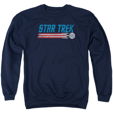 Star Trek/americana Enterprise-adult Crewneck Sweatshirt-navy