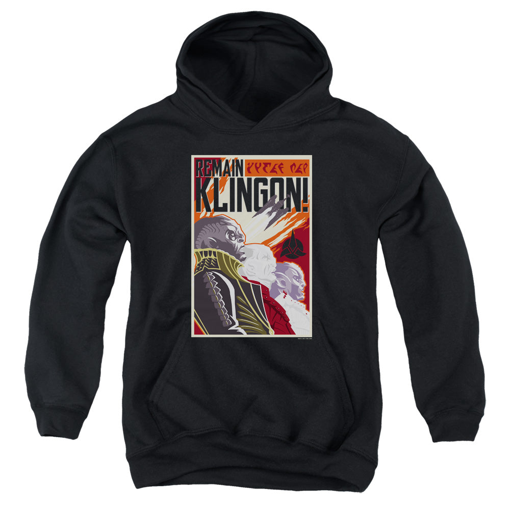 Star Trek Discovery/remain Klingson Poster-youth Pull-over Hoodie-black