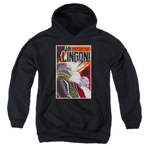 Star Trek Discovery/remain Klingson Poster-youth Pull-over Hoodie-black