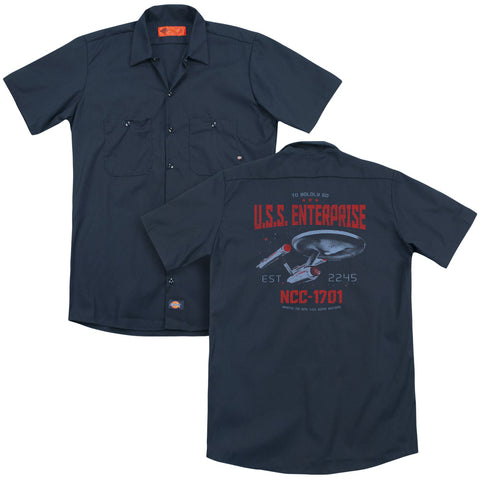 Star Trek/stardate 2245 (back Print) - Adult Work Shirt - Navy