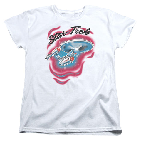 Star Trek/trek Airbrush-s/s Women's Tee-white