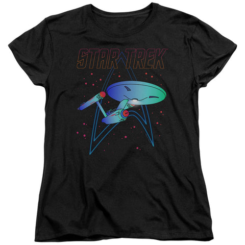 Star Trek/neon Trek-s/s Women's Tee-black
