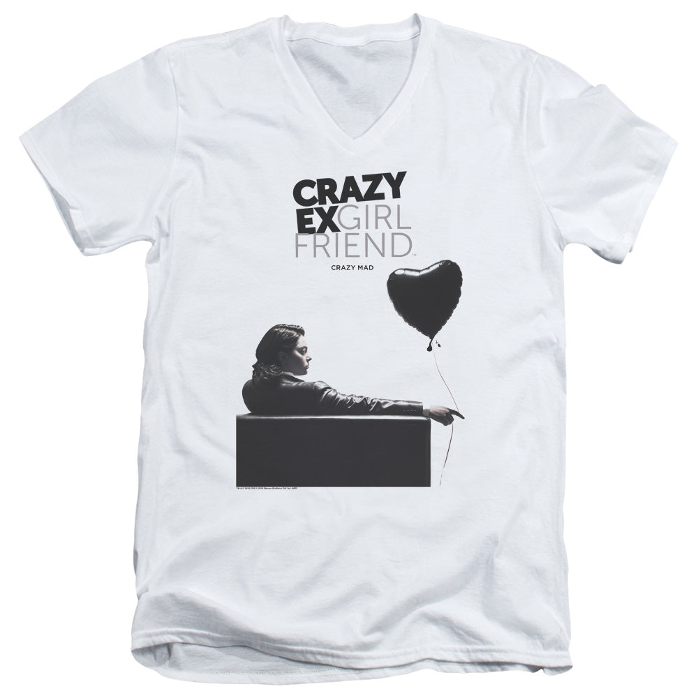 Crazy Ex Girlfriend/crazy Mad-s/s Adult V-neck 30/1-white