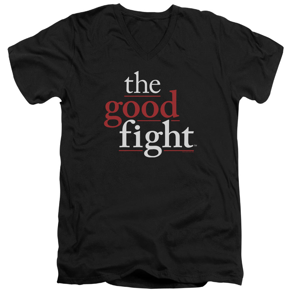 The Good Fight/logo-s/s Adult V-neck 30/1-black
