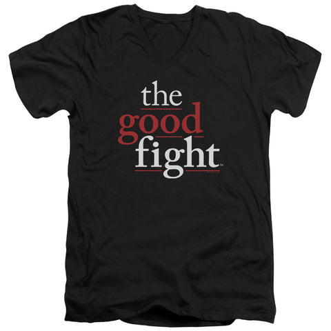 The Good Fight/logo-s/s Adult V-neck 30/1-black