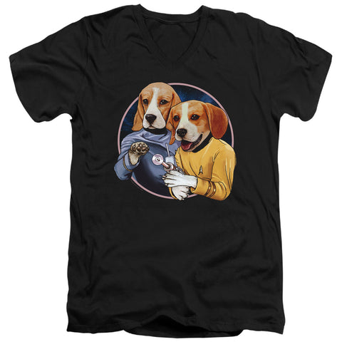 Star Trek/trek Dogs-s/s Adult V-neck 30/1-black
