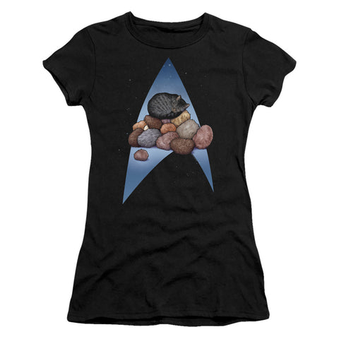 Star Trek/five Year Nap-s/s Junior Sheer-black
