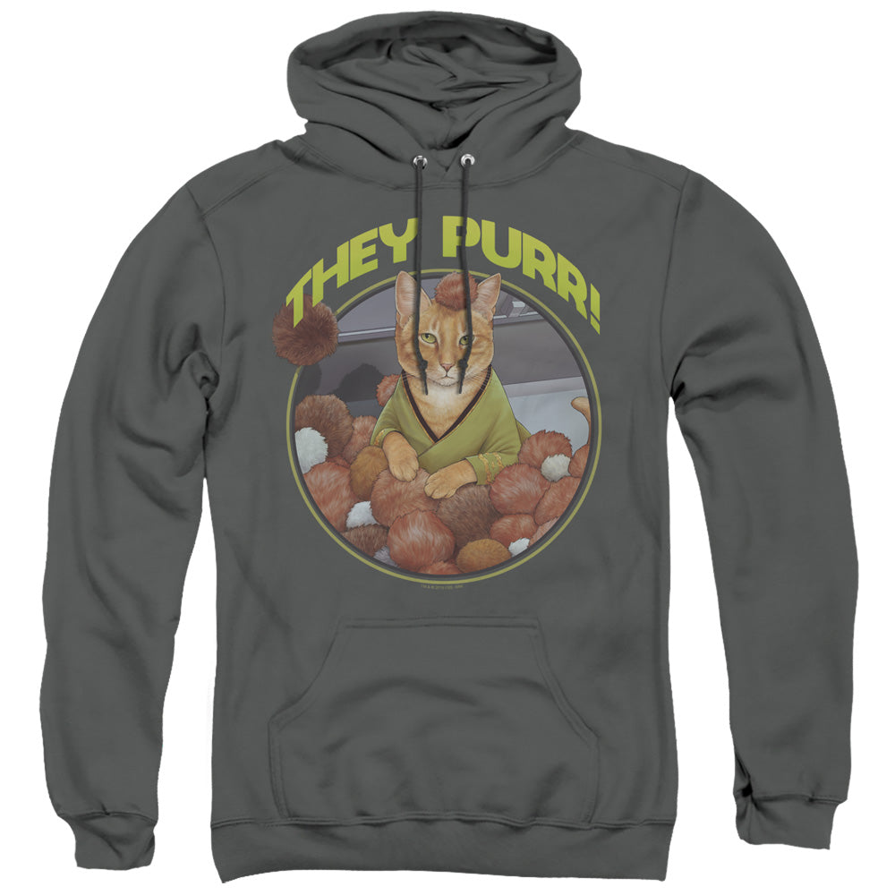 Star Trek/the Purr-adult Pull-over Hoodie-charcoal