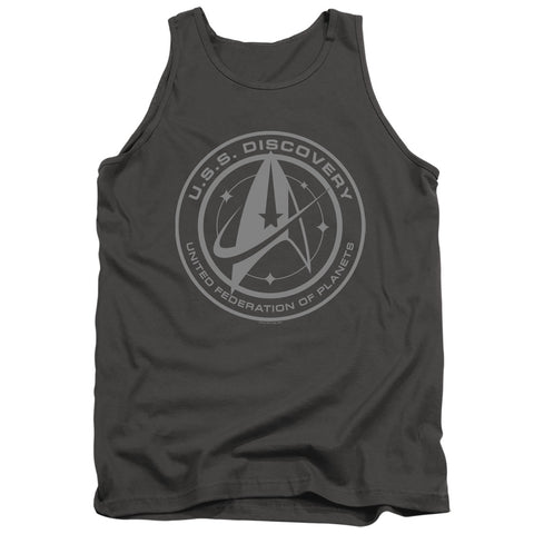 Star Trek Discovery/discovery Crest-adult Tank-charcoal