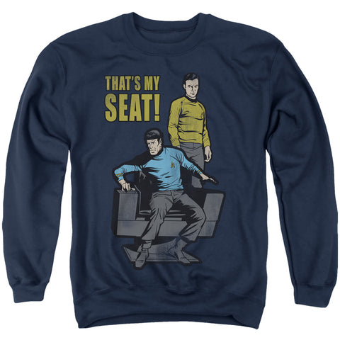Star Trek/my Seat-adult Crewneck Sweatshirt-royal Blue