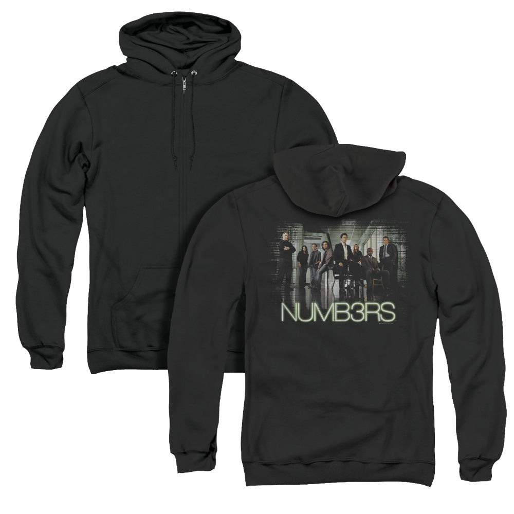 Numb3rs/numbers Cast (back Print) - Adult Zipper Hoodie - Black