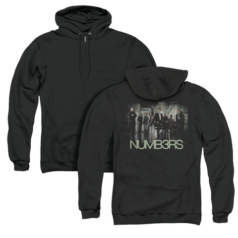 Numb3rs/numbers Cast (back Print) - Adult Zipper Hoodie - Black