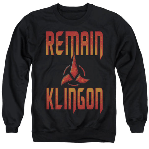 Star Trek Discovery/remain Klingon-adult Crewneck Sweatshirt-black