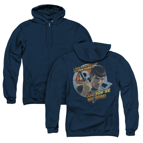 Star Trek/pon Far (back Print) - Adult Zipper Hoodie - Navy