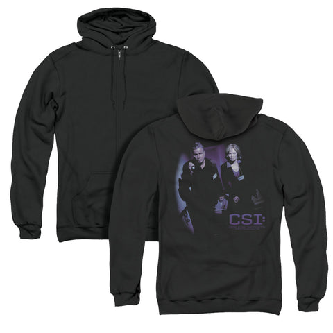 Csi/at The Scene (back Print) - Adult Zipper Hoodie - Black