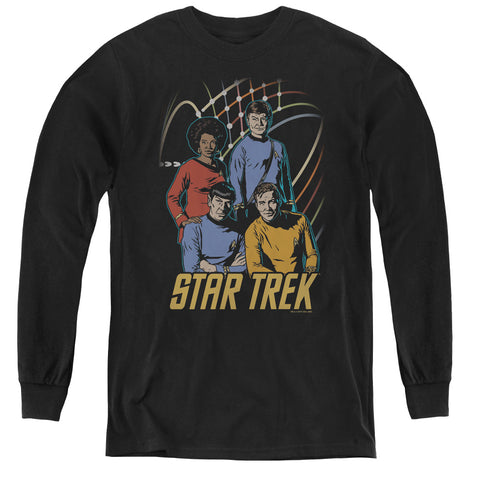 Star Trek/warp Factor 4 - Youth Long Sleeve Tee - Black