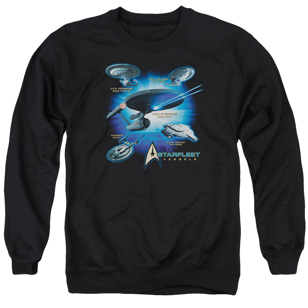 Star Trek/starfleet Vessels - Adult Crewneck Sweatshirt - Black