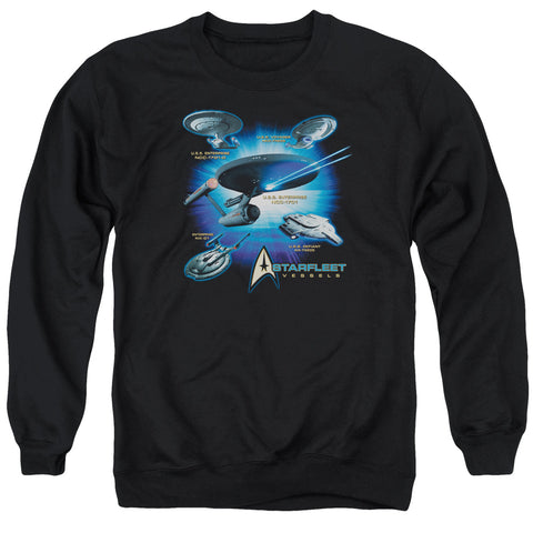 Star Trek/starfleet Vessels - Adult Crewneck Sweatshirt - Black