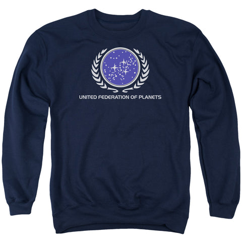 Star Trek/united Federation Logo - Adult Crewneck Sweatshirt - Navy