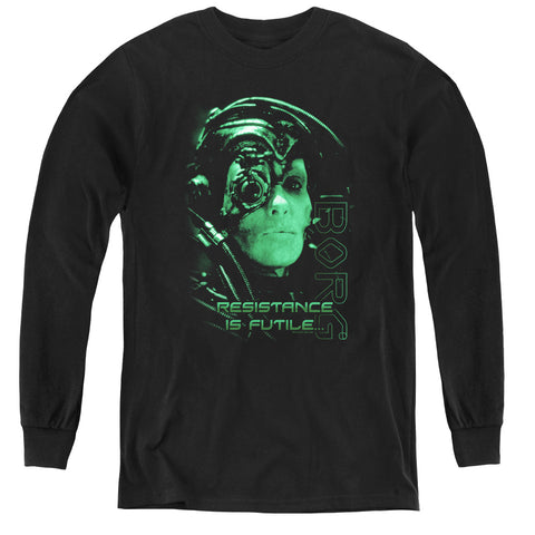 Star Trek/resistance Is Futile - Youth Long Sleeve Tee - Black