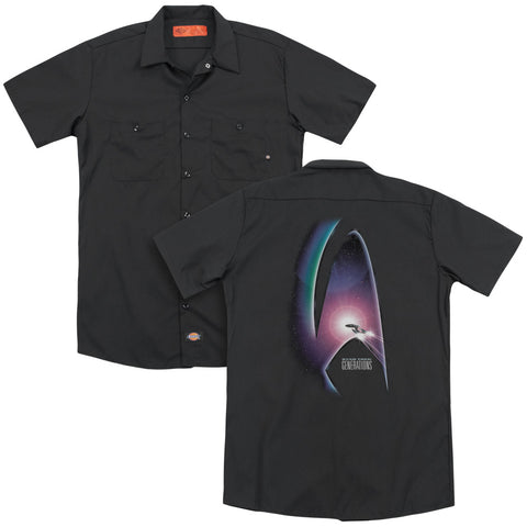 Star Trek/generations(movie) (back Print) - Adult Work Shirt - Black