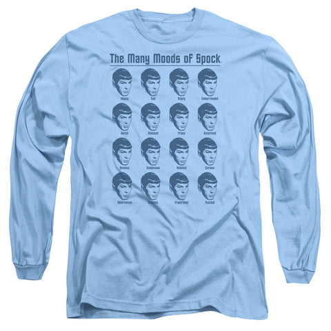 Star Trek/many Moods Of Spock - L/s Adult 18/1 - Carolina Blue