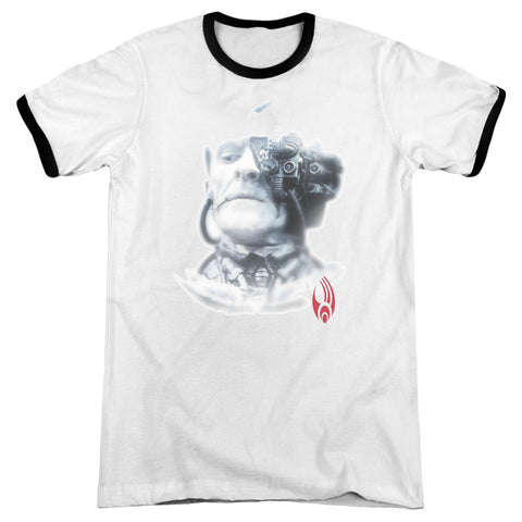 Star Trek/borg Head - Adult Ringer - White/black