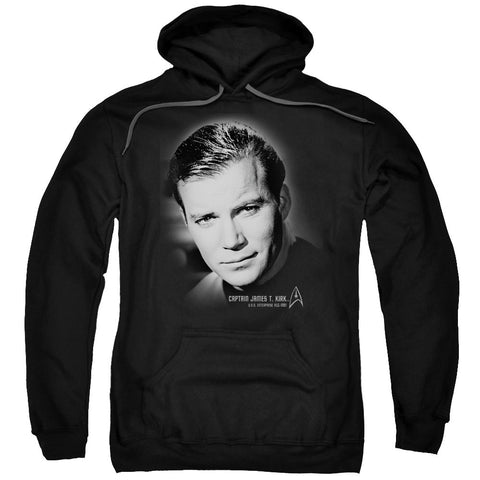 Star Trek/captain Kirk Portrait-adult Pull-over Hoodie-black