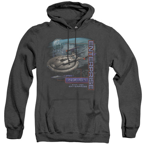 Star Trek/enterprise Nx 01 - Adult Heather Hoodie - Black