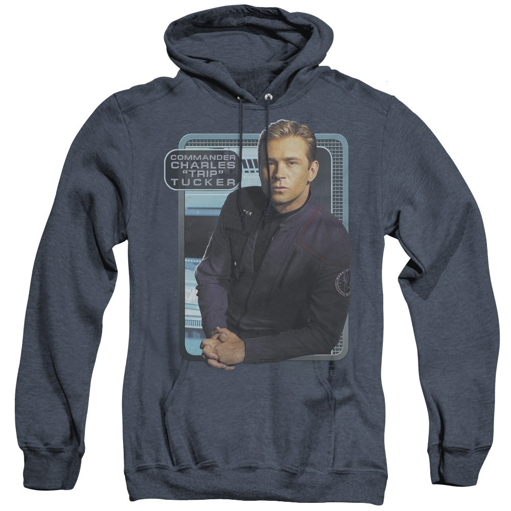 Star Trek/trip Tucker - Adult Heather Hoodie - Navy