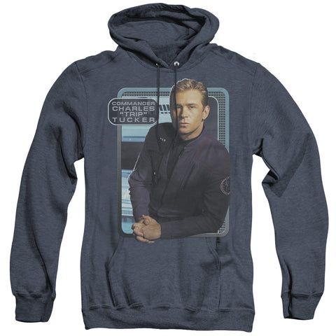 Star Trek/trip Tucker - Adult Heather Hoodie - Navy