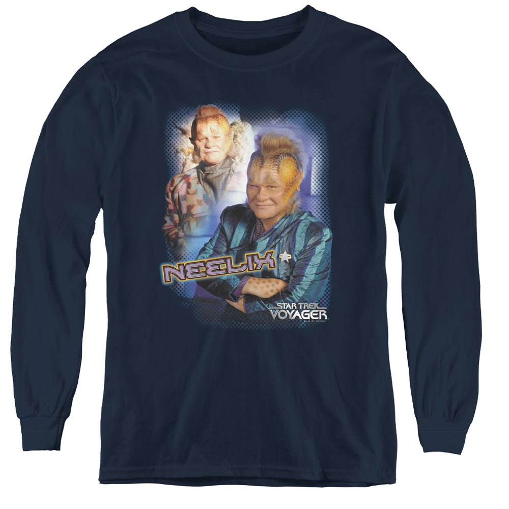 Star Trek/neelix - Youth Long Sleeve Tee - Navy