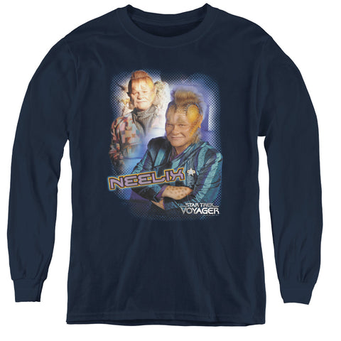 Star Trek/neelix - Youth Long Sleeve Tee - Navy