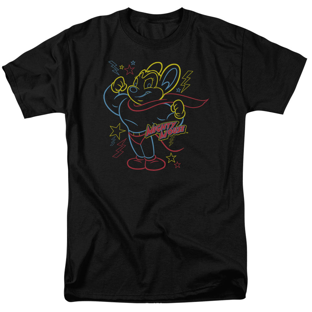Mighty Mouse/neon Hero-s/s Adult 18/1-black