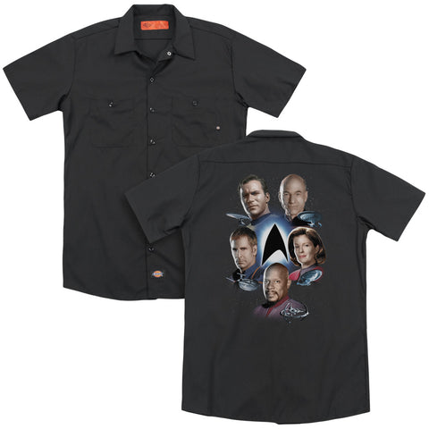Star Trek/starfleets Finest (back Print) - Adult Work Shirt - Black