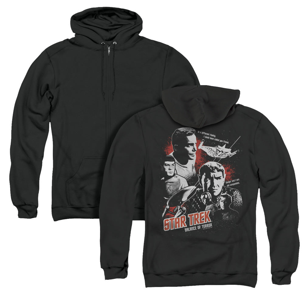 Star Trek/balance Of Terror (back Print) - Adult Zipper Hoodie - Black