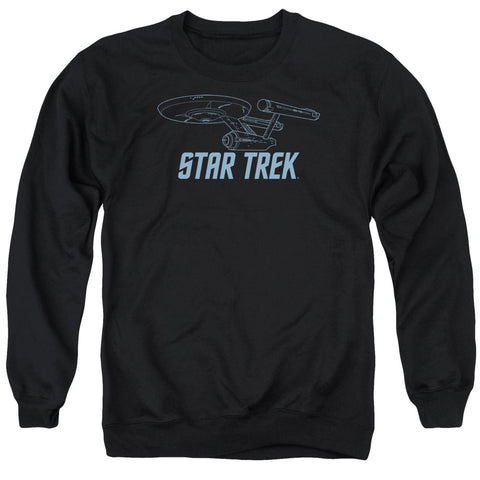 Star Trek/enterprise Outline - Adult Crewneck Sweatshirt - Black
